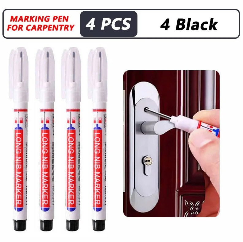 4pcs Deep Hole Marker Pens 20mm Long Nib Waterproof Metal Wood Marking – NEW