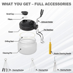 Airbrush Cleaning Kit Spray Wash Cleaning Pot Stabilizer Jar Bottles Holder w…