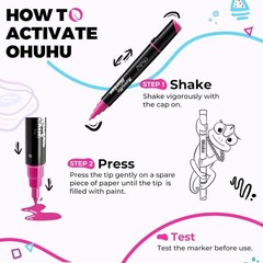 Ohuhu Acrylic Paint Pens 30 Colors Dual Tips (Round & Fine) High Opacity Paint