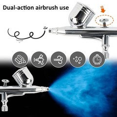 Professional Dual-Action Airbrush Kit, 0.2/0.3/0.5mm Nozzles, Gravity Feed Sp…