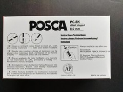 NEW, Six Pack of Black 8.0mm UNI POSCA Paint Marker PC-8k Chisel Tip/Bold Line