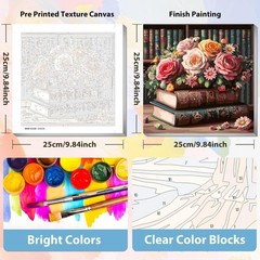 Book Paint by Numbers Kit for Adults with Frame, Book Paint by Number for Adults
