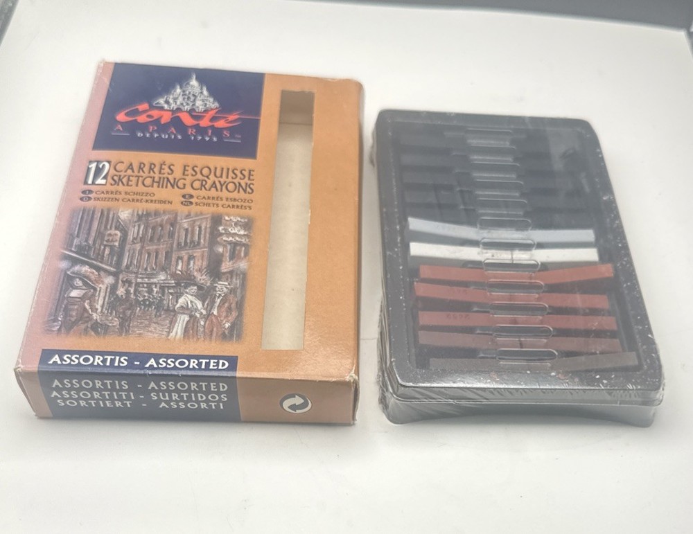 Conte A Paris-12ct assorted sketching crayons new sealed in box-some Cracked
