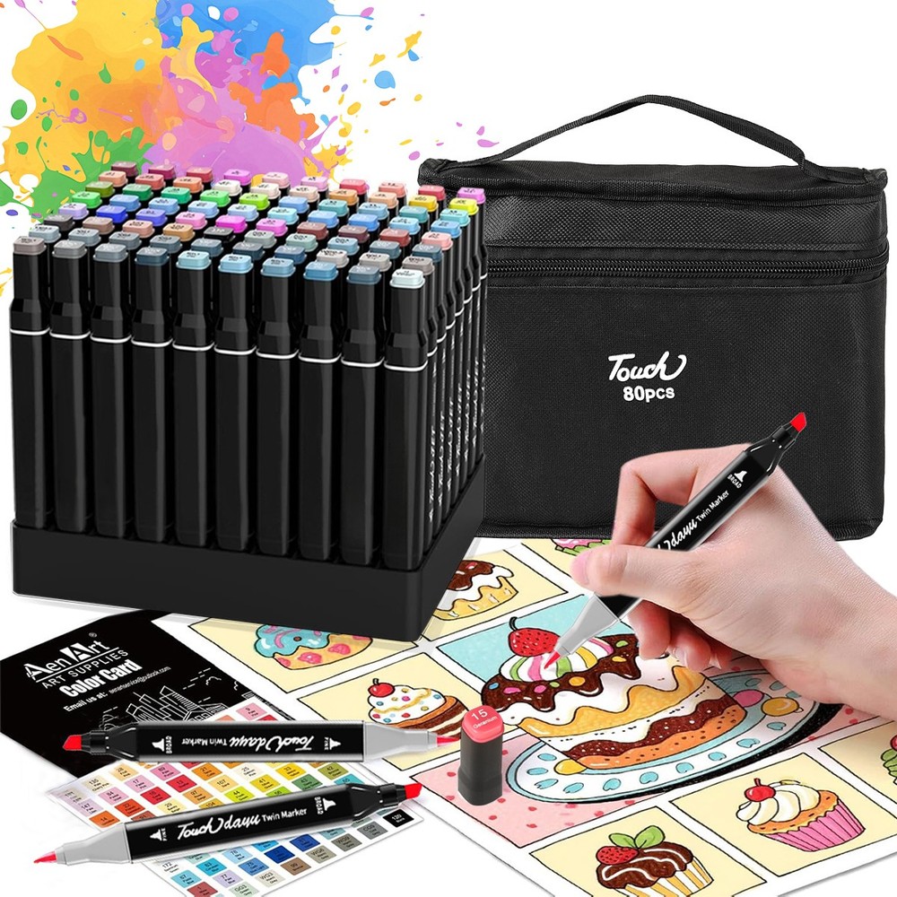 80 Colors Markers Graphic Drawing Painting Alcohol Art Dual Tip Sketch Pens Kit