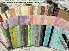 Flartmo 102 Sheets Textured Scrapbook Paper and Mesh Fabric A6, Multicolor-02