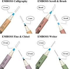 Kuretake Zig Twin Tip Emboss Markers for Calligraphy 4pcs Pen Set from Japan