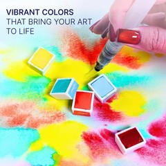 ArtWhale Watercolor Paint Set 48 Colors in Half-Pans + Waterbrush in Tin Box