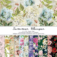 24 Sheet Vintage Floral Scrapbook Specialty Paper, 12 Designs Decorative Paper f