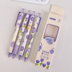 4Pcs Black 0.5mm Retractable Gel Ink Pens Vibrant Colours Smooth Writing Pen