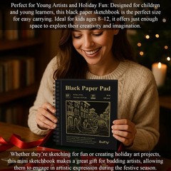 Black Paper Sketch Pad, 60 Sheets Spiral Sketch Book 8.5 x 11, 90lb/150gsm Bl…