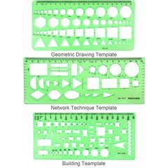 11PCS Geometric Drawings Templates, Compact (16-22 Cm X 8-15 Cm), Clear green