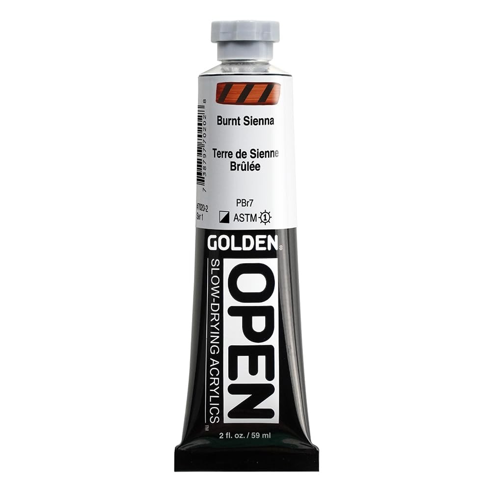 OPEN Slow-Drying Acrylics by GOLDEN, Burnt Sienna, 2 fl oz. tub