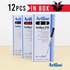 Artline Writing Pen 210 0.6mm Writing Width Blur Resistant Ink 12’s in box