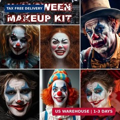 Clown Black White Red Face Paint,Professional 3 in1 Body Paint With 3 Brush Hall