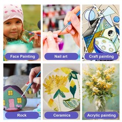 Small Paint Brushes Bulk 160 Pcs Nylon Hair Flat and Round Pointed Acrylic