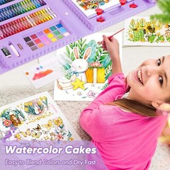 Learning Gifts for Kids – 283 Pieces Drawing Set Art Kits with Trifold Easel