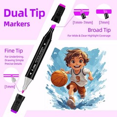 K.CINE 80 Colors Alcohol Markers Dual Tip for Adult Coloring Books Art