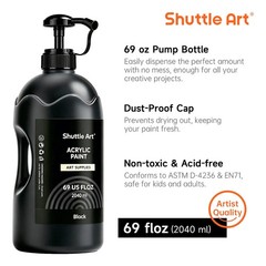 Titanium White & Black Acrylic Paint Set, 2×69oz/2040ml Large Capacity Pump B…