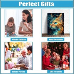 Cat Diamond Art Kits for Adults, 5D Diamond Painting for Adults Beginners, DIY S
