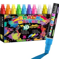 Washable Window Chalk Markers – 10 Colors Jumbo Liquid Chalk Pens, 3 in 1 Nib