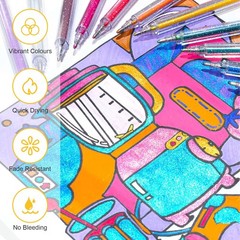 Glitter Gel Pens, 36 Vibrant Colors Sparkle Gel Pens Set for Adults, Quick-Dr…