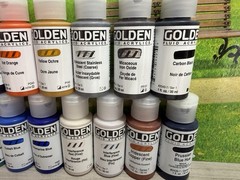 Golden Fluid Acrylics 15pc Artist Colors Paints 1oz Copper, Yellow, Orange