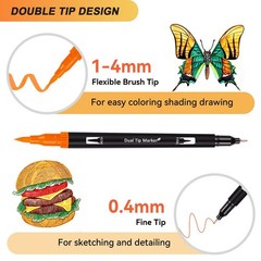Artugn Dual Markers Brush Pens for Adult 1 Count (Pack of 72), 72 Colors