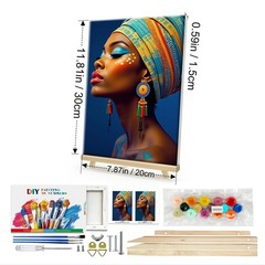 Framed Paint by Numbers Kit Black Women DIY Canvas Painting Wall Art 8×12 In