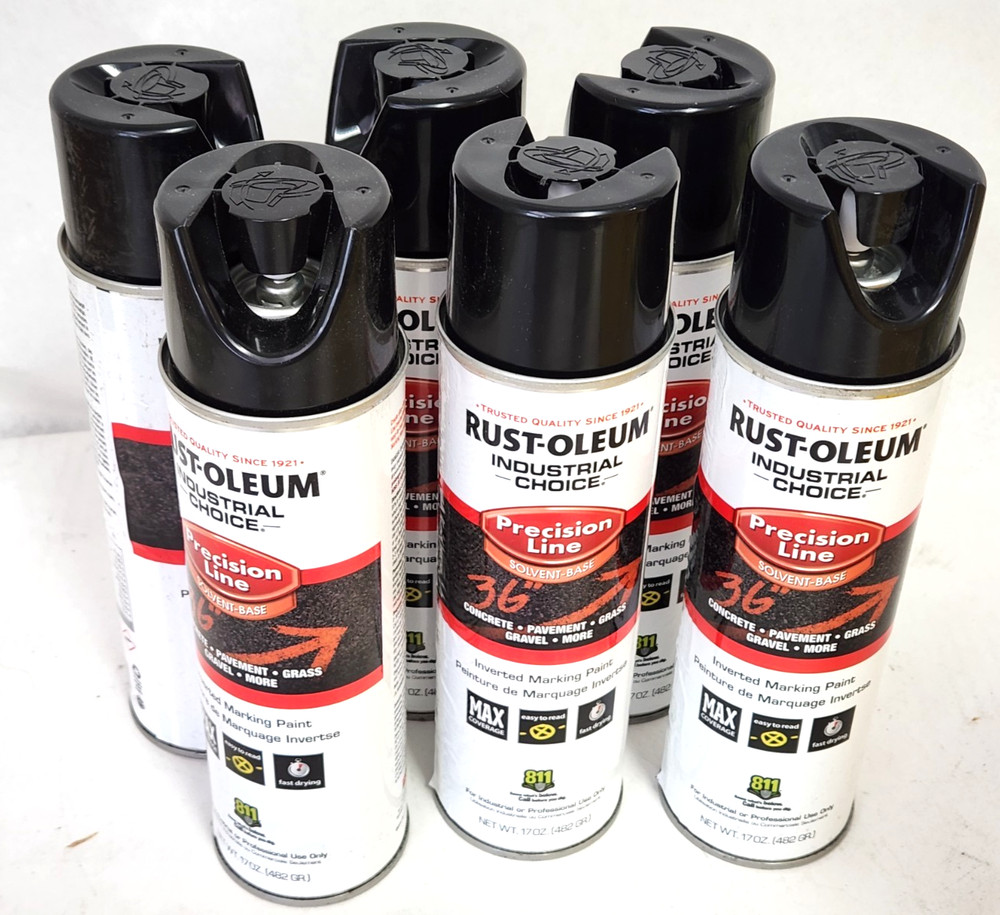 (Pack of 6) Rust-Oleum 1675838 Black Gloss Solvent Based Marking Paint 17 oz.