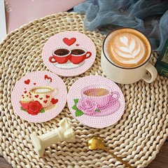 8 Pcs Coffee Diamond Art Painting Coasters Kit DIY Drink Mat Set