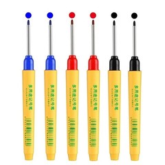 6pcs Deep Hole Marking Pens Set Red Blue Black Waterproof Long Head Woodworking