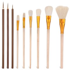 Pottery Glaze Brushes 9pck Wood Long Handle Pottery Glaze Brushes Ceramic Brushe