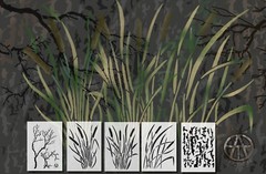 5Pack Spray Paint Camouflage Stencils Camo Jon Duck Boat CATTAIL BARK BRANCH