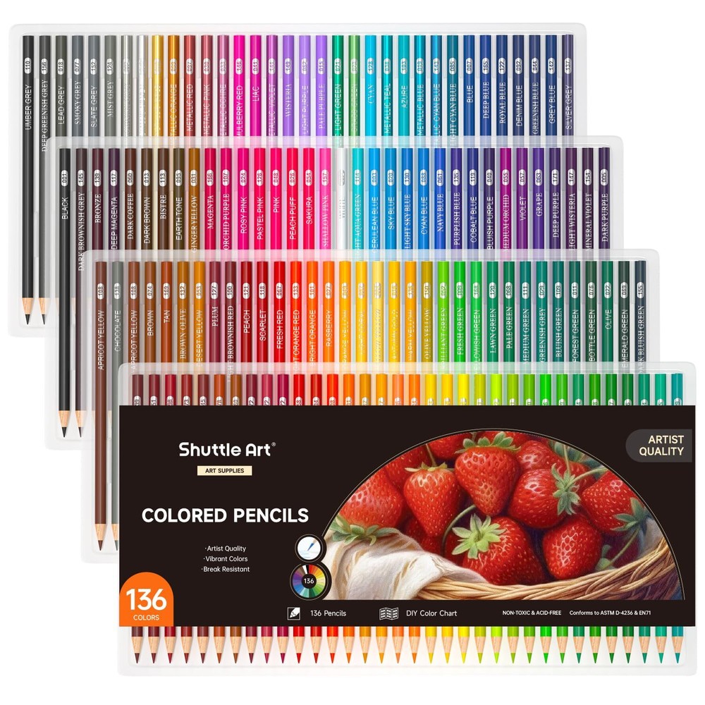 136 Pcs Professional Colored Pencils Set for Adult Coloring Drawing Pencils Art