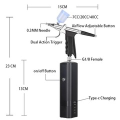 I-BEAUTEE 27PSI Airbrush Kit, Rechargeable Cordless Airbrush Compressor, Dual Ac