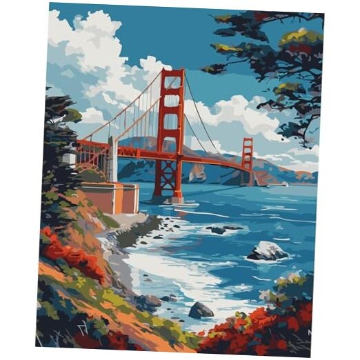 Paint by Numbers Kit for Adults Beginner, Golden Gate Bridge Frameless LOP815