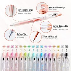 Glitter Gel Pens, 8 Colors Gel Glitter Pens, 0.7mm Fine Point Set A of 8 pack