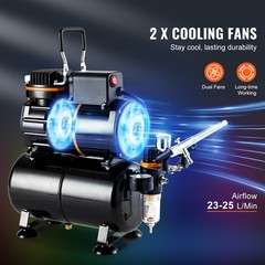 Uimoso Airbrush Kit Dual Fan Air Tank Compressor System Kit with 3.5L Air Tank