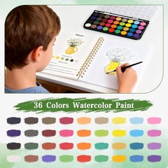Watercolor Workbook，36 Colors Water Coloring Book Paint Set for Adults,12