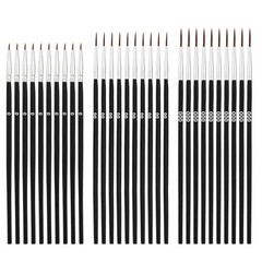 30pcs Detail Paint Brushes, Fine Tip 15.3×0.5cm/6.02×0.19in, Black