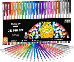 50 Pack Metallic Gel Pens, 25 Metallic Gel Pens Set with 25 Refills Perfect for