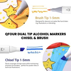 Alcohol Markers, 48 Colors Art Marker, Coloring Markers, Brush & Chisel Tip D…
