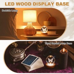 2 Pcs LED Light Base, 3.1″ Wood LED Light Stand for Crystal, 7 Color Light