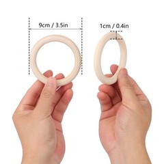50 Pack 3.5 inch Unfinished Wooden Rings Natural, Wood Craft Rings for DIY Cr…