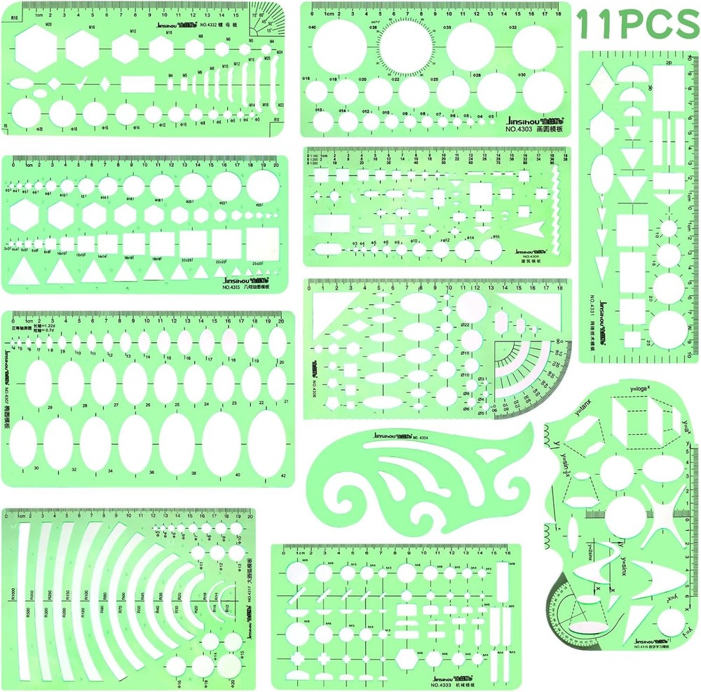 11PCS Geometric Drawings 17.8 to 25 cm (length) x 9.4 14.7 (width)