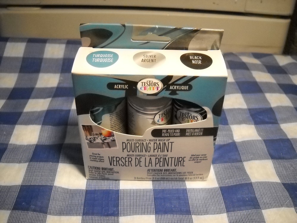 Testors Craft Pouring Paint SLV BLK TR, 0.5 Liters, Silver, Black, Turquoise