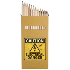 12 x ‘Caution Electrical Danger’ Long Colour Pencils (PE00094937)