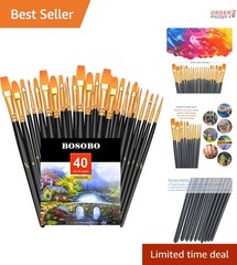 Paint Brushes Set Nylon 40 Pcs Artist Acrylic Oil Watercolor Detailing