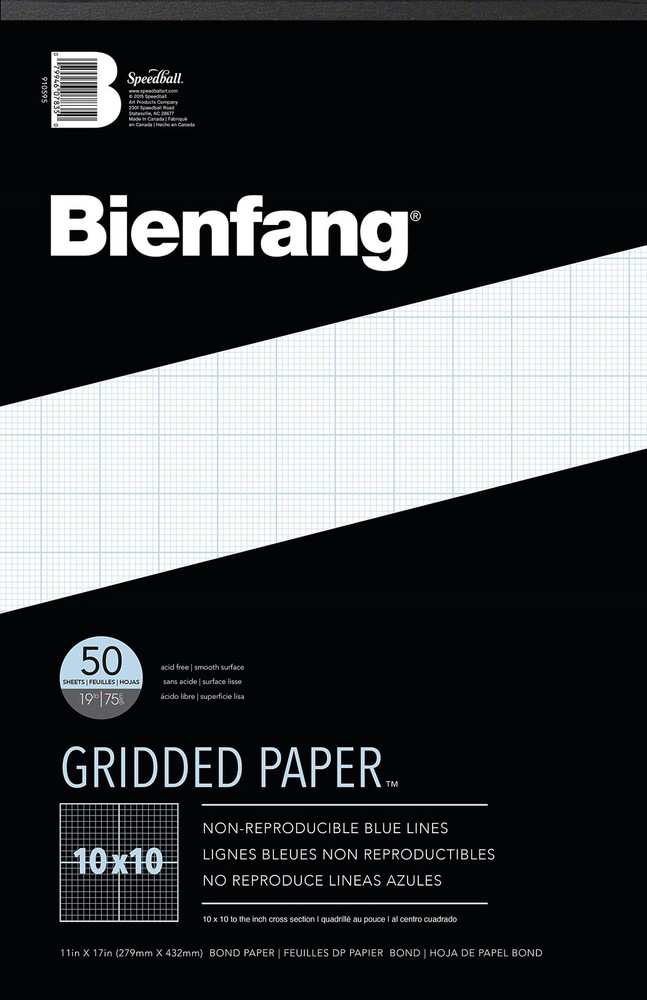 Designer Grid Paper Pad, 10×10 Cross Section, 11×17 inches, 50 Sheets