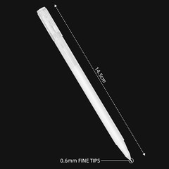 6Pk White Gel Pen White Ink Pen Set 0.6mm Roller Ball Pen Water-Based & Safe New